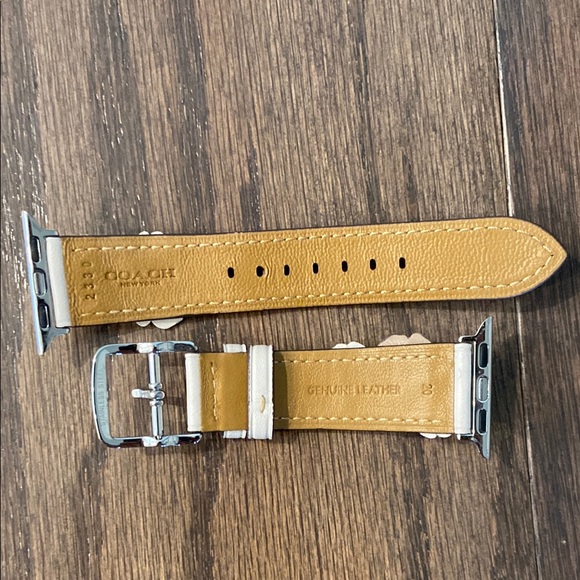 Coach Tan Leather Watch Band with Silver Accents - Picture 2 of 7